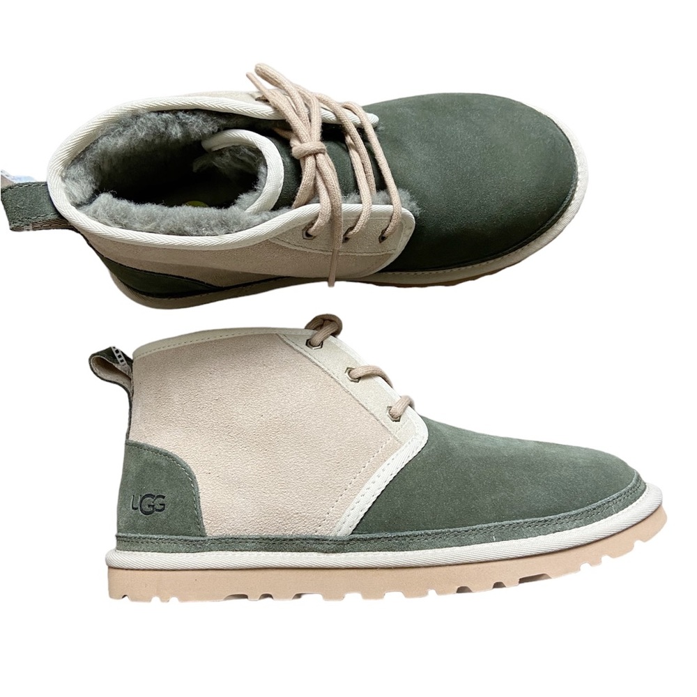 UGG Neumel II Chukka boots, suede brown and green, Men’s 9, Women’s 10.5